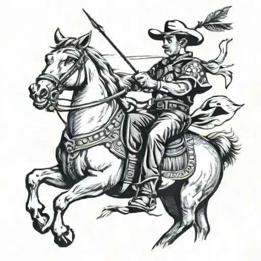 Cowboy With Arrows In His Back On Horse