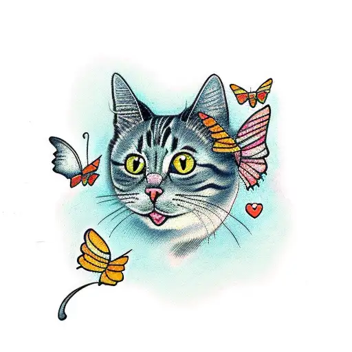 Cat With Butterfly