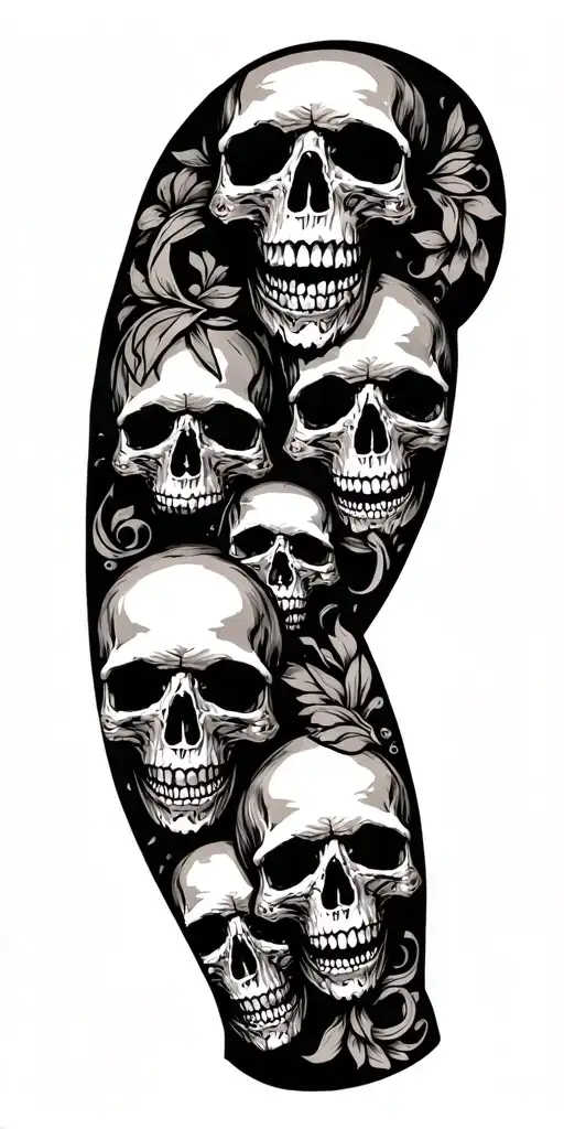 Skulls Connected Up Arm Sleeve