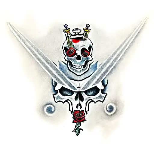 Skull Roses Sword Wings