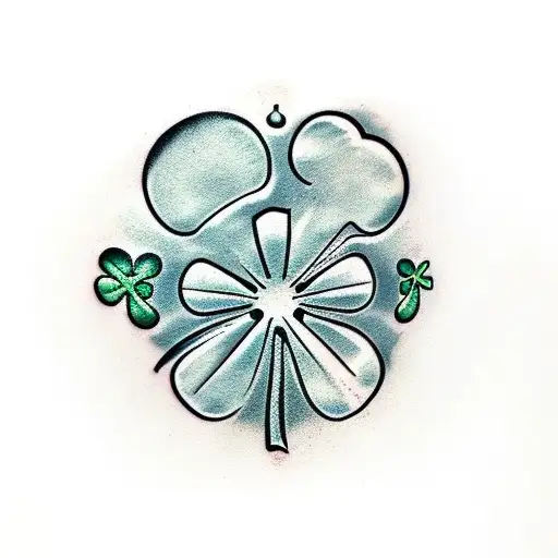 Four Leaf Clover With A Rip In One Leaf