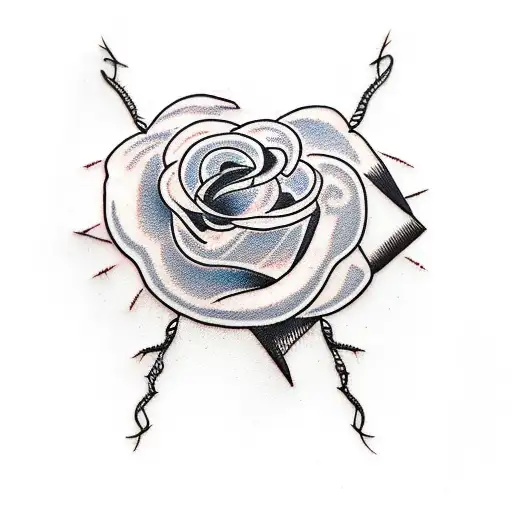 Barbed Wire With A Small Rose On The End