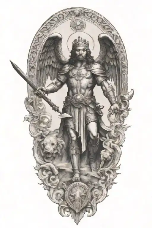 Saint Michel Slaying Demons