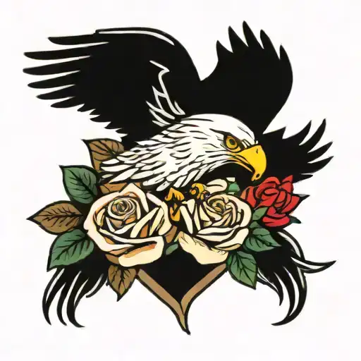 Eagle With Roses And 1 Straberry