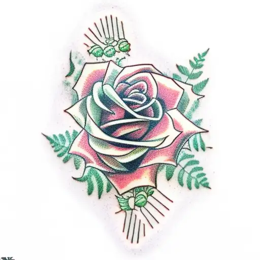 Rose With A Fern And A Thistle