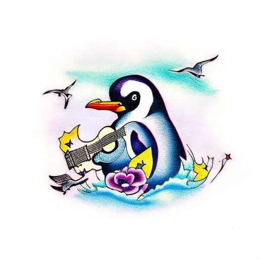 Dark Purple Penguin Guitar