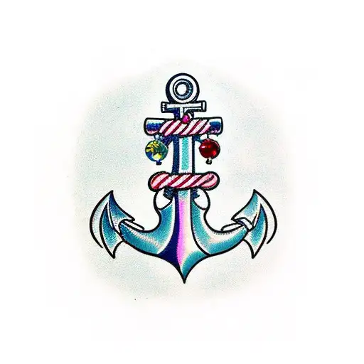 Anchor With Rubies And Watch