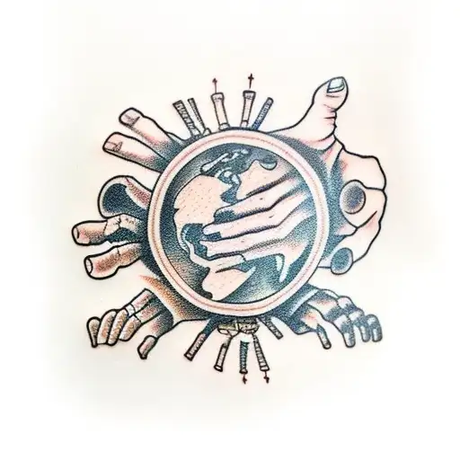 Skeleton Hand Crushing Earth