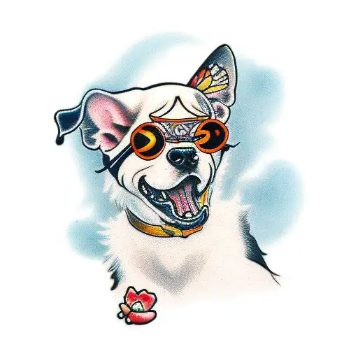 A Dog Chasing A Butterfly