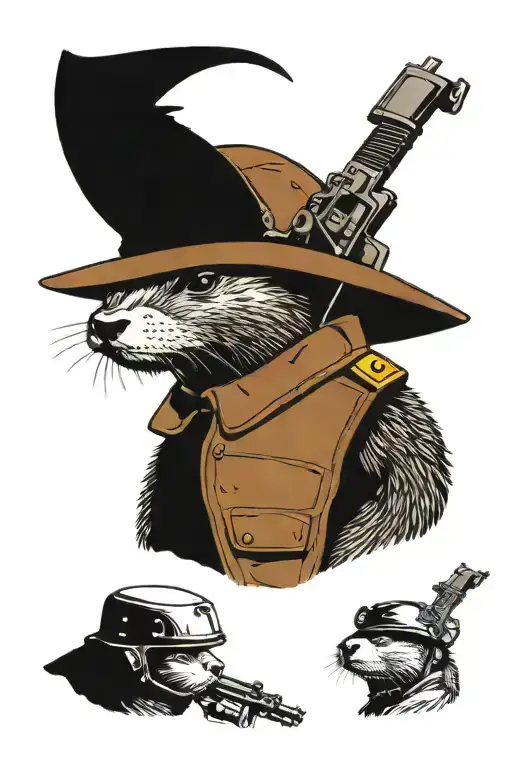 Otter Wearing Body Armor And A Helmet Holding A Gun