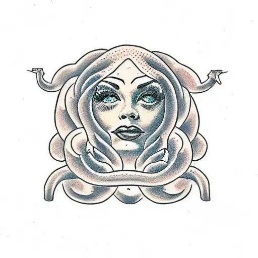 Women Face With A Snake