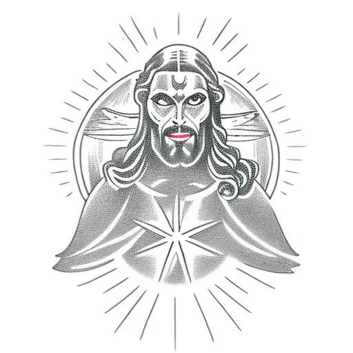 Alien Jesus With Thorned Halo On Head In Robe