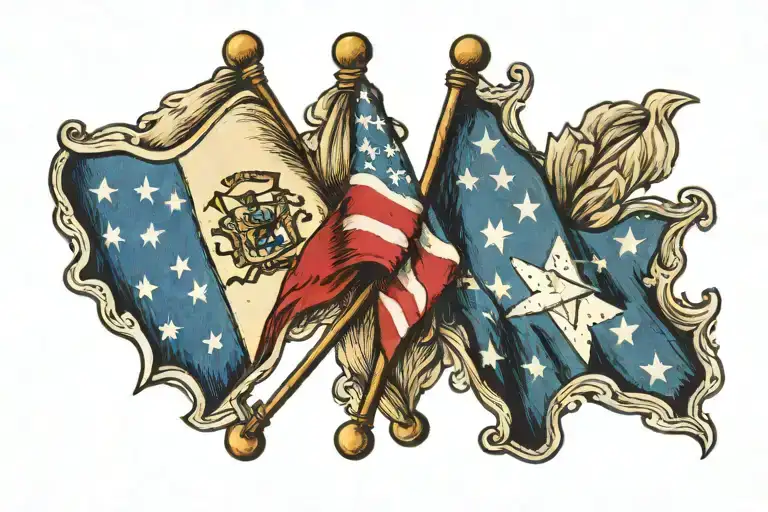 Indiana And Texas Flags Crossed