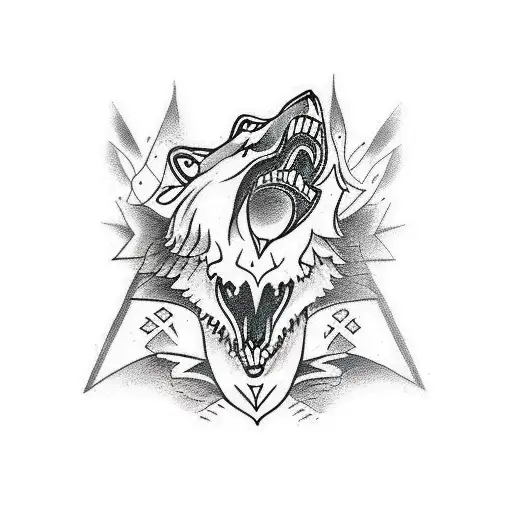 Wolf Howling With A Man On A Viking Ship 2D