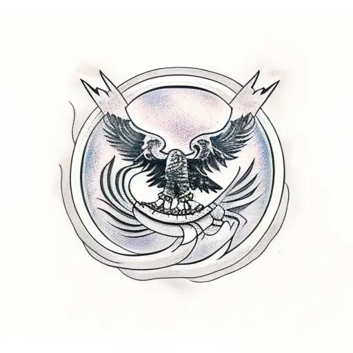 Black Eagle In The Middle Of Attacking An All Black Snake