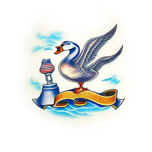 Cartoon Goose Holding Miller Blade