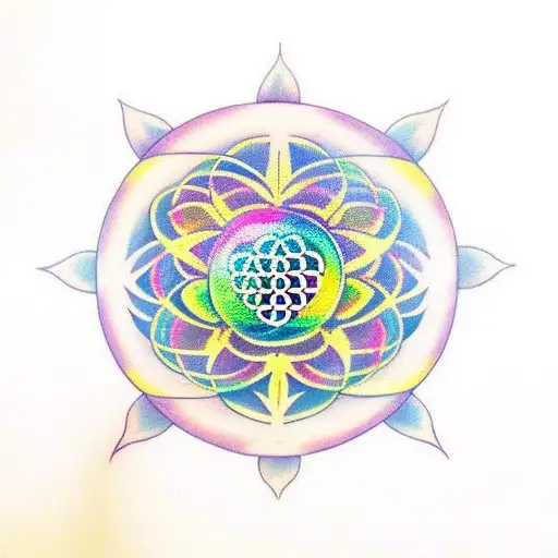 Flower Of Life With Aum Symbol