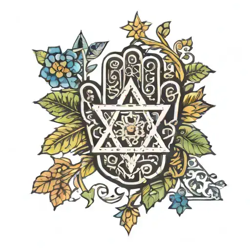 Hamsa With Star Of David And Tree Of Life Intertwined