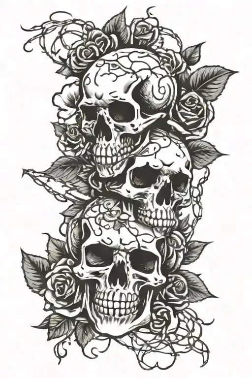 Skull Roses Train Barb Wire Wrapped