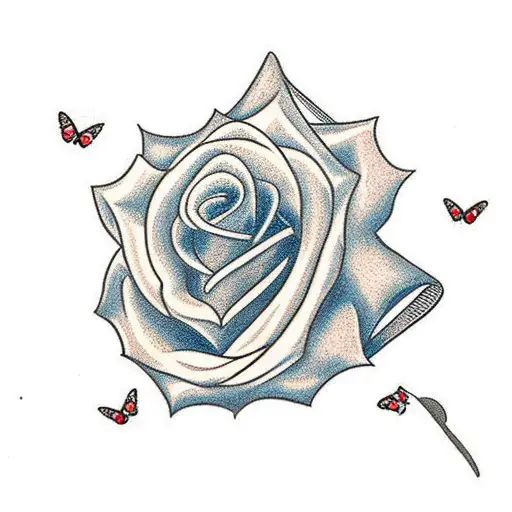 Cross With Rose And Sunflower Wrapped Around It With Butterflies