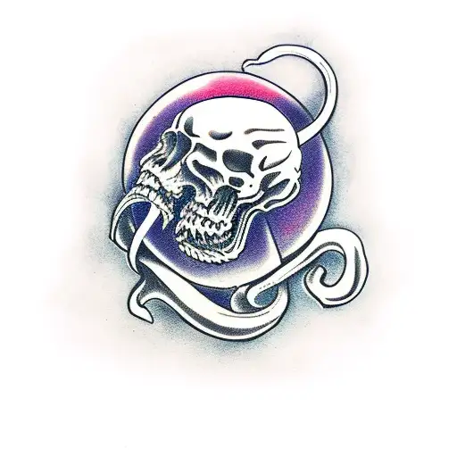 Serpant And Reaper Intertwined With Casket