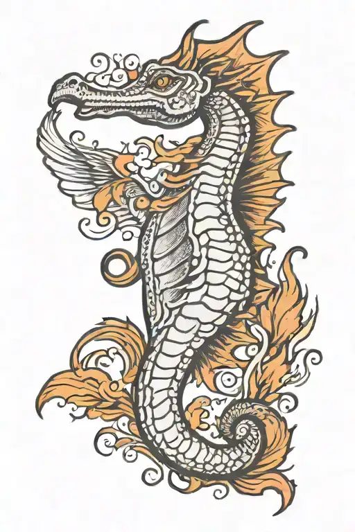 Fire Breathing Seahorse With Wings