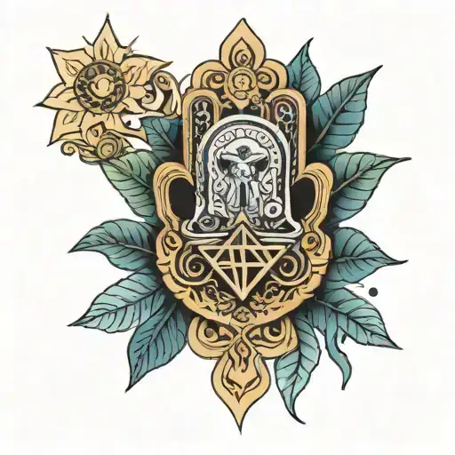 Hamsa With Star Of David And Tree Of Life Intertwined