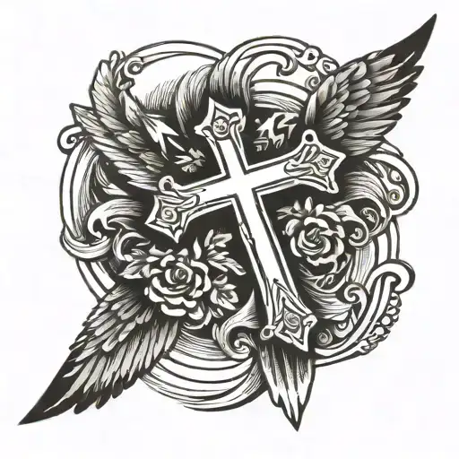 Wing And Cross Surrounded
