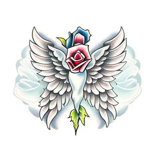 Wings With A Rose In The Middle