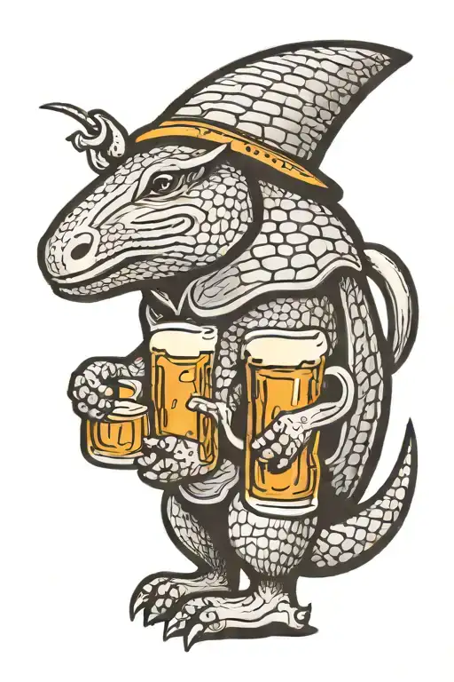 Texas Armadillo Drinking Beer Bottle