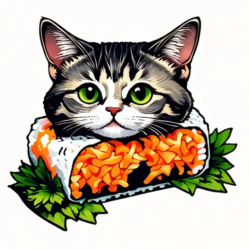 Cat In A Sushi Roll
