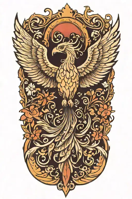 Phoenix With Wings Above Head Emerging