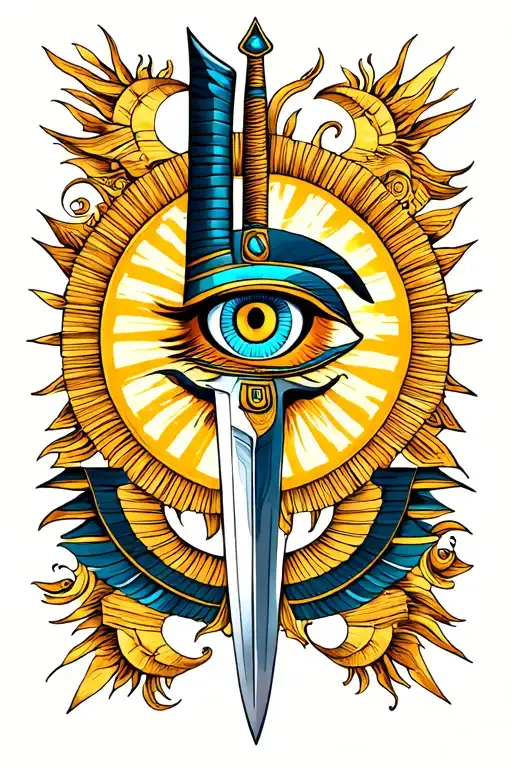 Eye Of Ra Egyprean Dagger Cuting The Sun And Moon Made