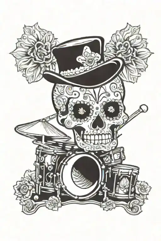 Sugar Skull Playint The Drums In The Headlights Of An 18 Wheeler