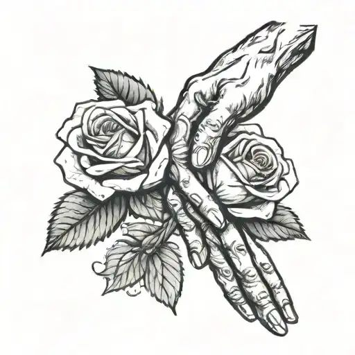 Rose And Michelangelo Touching Hands