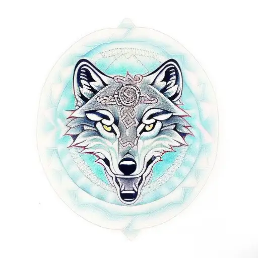 A Wolf Head Surrounded By Intricate Celtic Knotwork