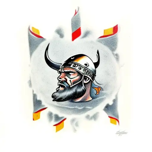 Viking Holding A Bloody Football