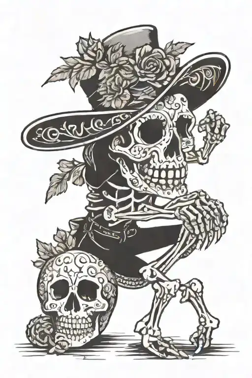 Day Of The Dead Skeleton Picking Something Up