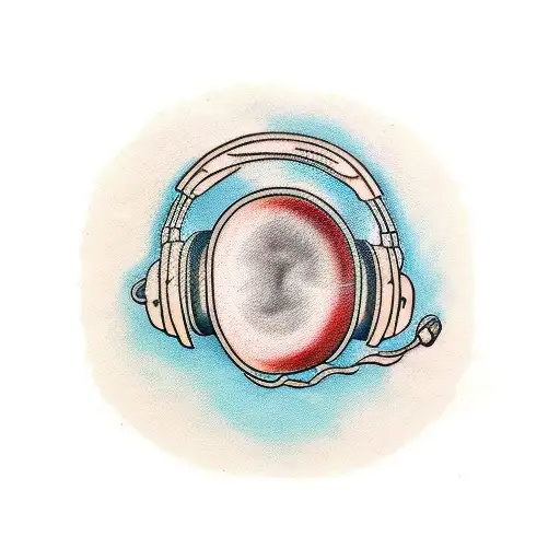 A Traditional-style Tattoo Of A Coffee Bean Wearing Headphones