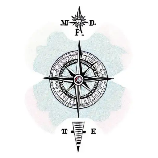 A Traditional Tattoo Design Featuring A Compass Surrounded By Different Types Of Flowers