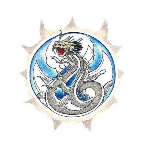 A Traditional Japanese Dragon With Mma Gloves