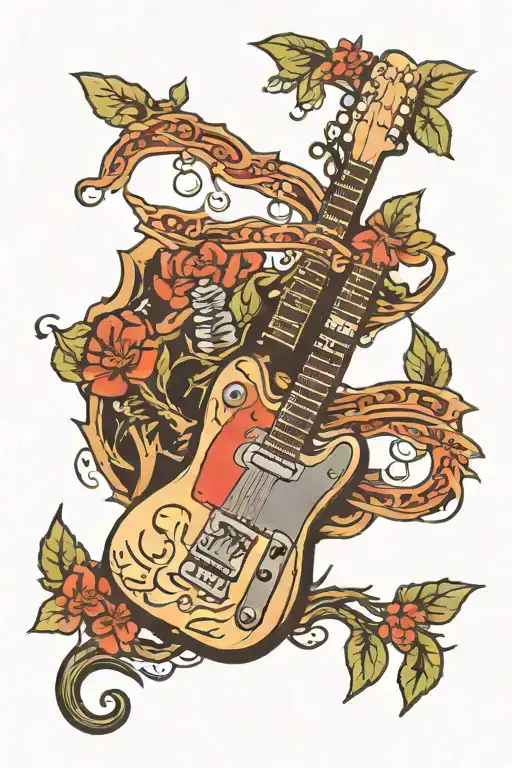 Telecaster Guitar And Tree And Vacuum Tube