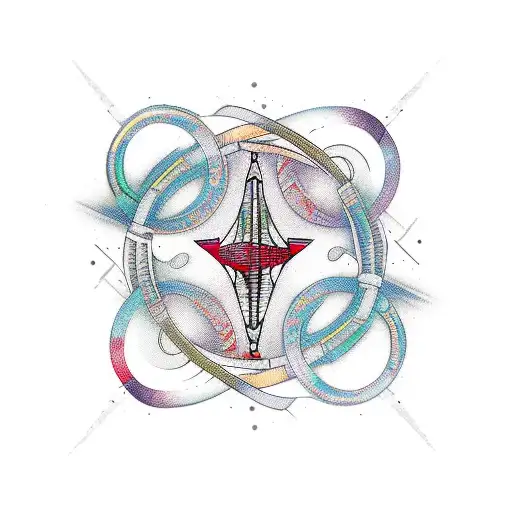 An Abstract Design Featuring Various Musical Instruments Intertwined With Iconic Landmarks Of Nyc