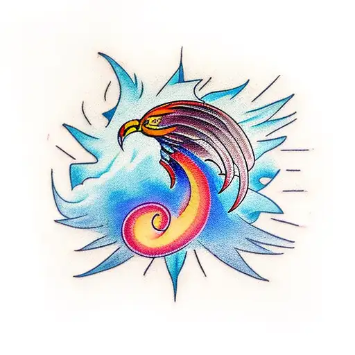 A Phoenix Wounded By A Radiant Spear