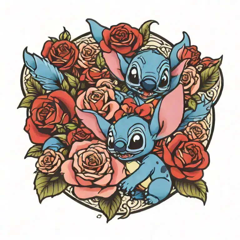 Stitch Disney And Roses