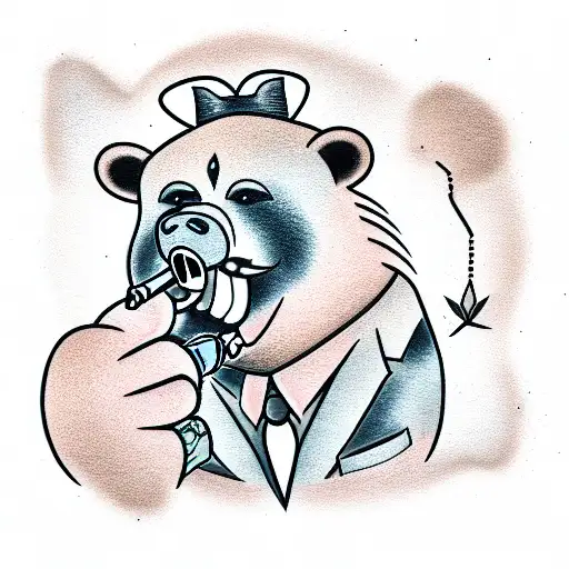 A Grizzly Bear In A Suit A With A Cigar In His Mouth