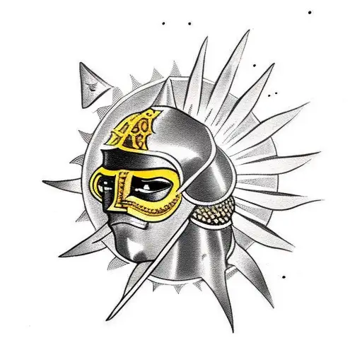 A Knight In Golden Armor Against The Background Of The Sun