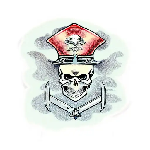Skull With Mustache And 2 Swords