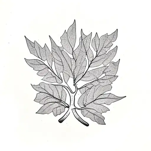 Tree Branch With Leaves Blowing Away In The Wind