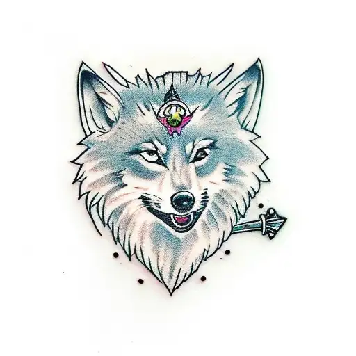 Princess Monoke Wolf With Knife